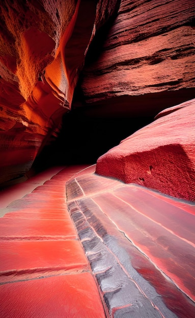 Una pared de roca roja en el cañón