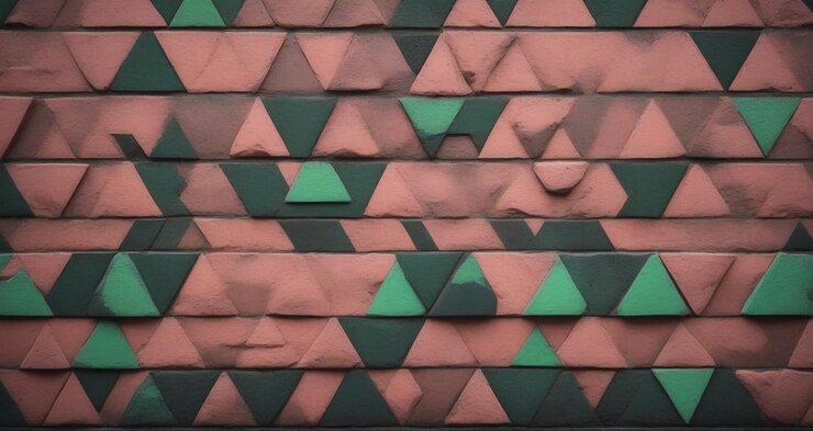 Foto una pared de rocas verdes y rosas con un diamante verde