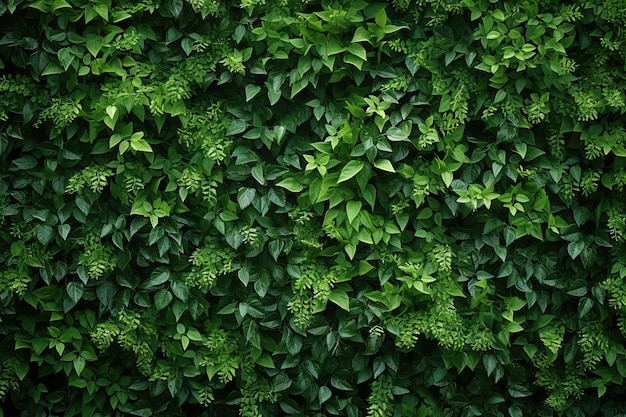 Pared de setos de plantas trepadoras Textura del follaje para diseño o fondo