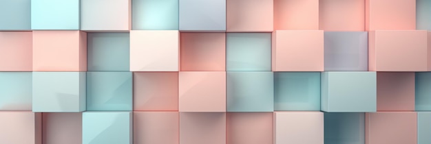 Pared de textura abstracta con cuadrados y rectángulos coloridos para banner de fondo Ilustración panorámica Papel tapiz geométrico 3d texturizado