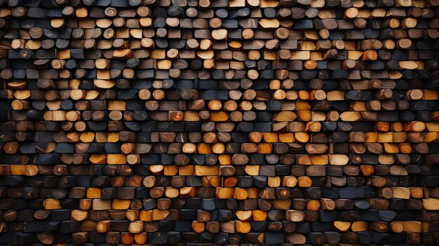 Foto una pared de troncos con troncos oscuros en los lados en el estilo de colores impresionistas realistas