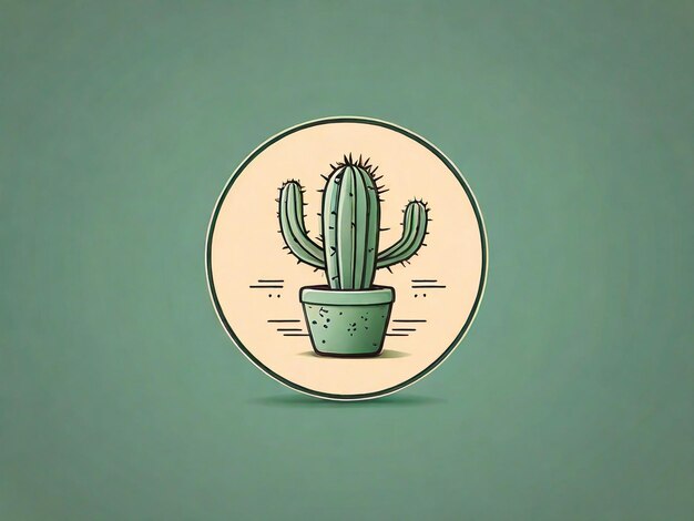 Foto una pared verde con un dibujo de un cactus en una olla