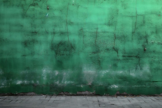 Pared verde con un fondo grunge y un hombre con un sombrero negro