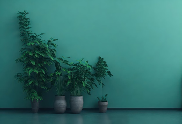 Una pared verde con una planta y la palabra planta en ella