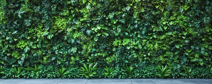 Pared verde que crea aire fresco en un edificio moderno