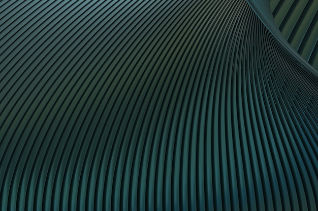 Parede abstrata verde arquitetura onda fundo abstrato renderização 3d, fundo verde para apresentação