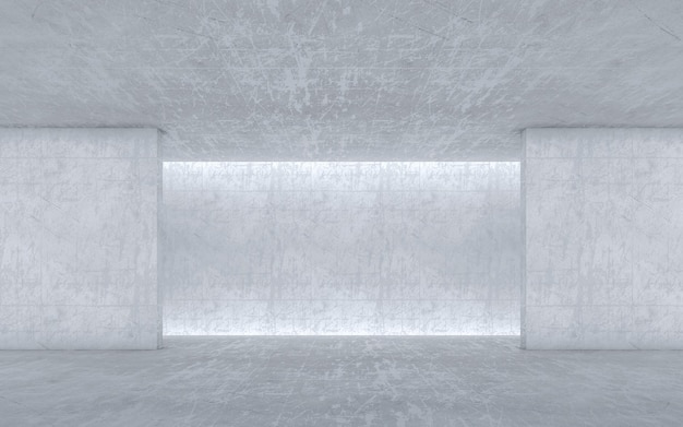 Parede de concreto espaço em branco. Parede de arquitetura abstrata. Renderização 3d