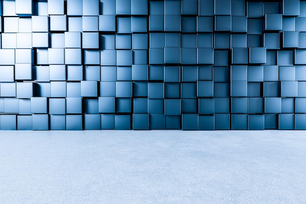 Foto parede de cubos criativos de renderização 3d com piso