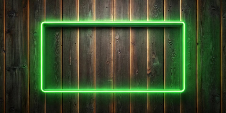 Foto parede de madeira escura com fundo verde neon e forma retangular com bandeira horizontal