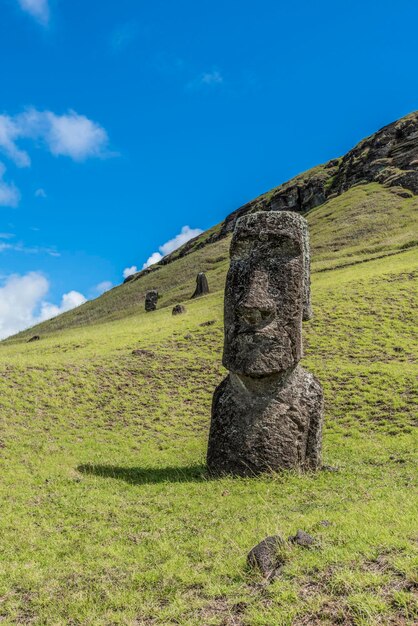 Parede de pedra no campo contra o céu