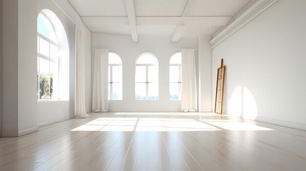 Foto parede de sala vazia fundo branco para apresentação de produto com sombra e luz de janelas no estilo de fundo minimalista conceito de interior moderno