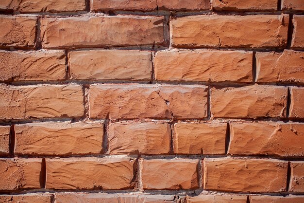 Parede de tijolo vermelho velha. Os tijolos são colocados em fileiras. Textura de pedra do grunge. Foto de alta qualidade