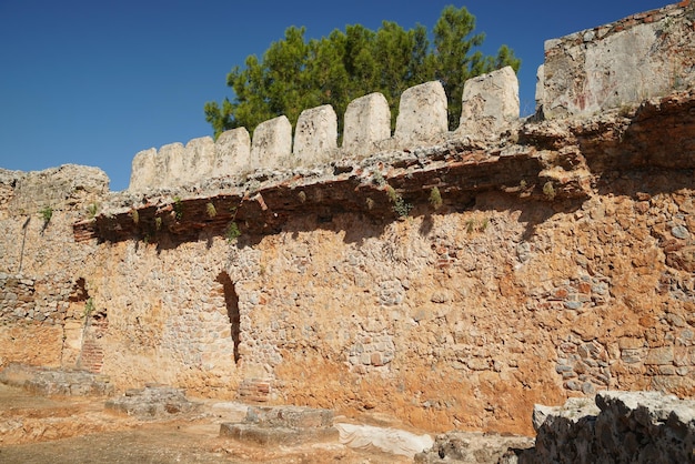 Parede do Castelo de Alanya na cidade de Alanya Antalya Turkiye