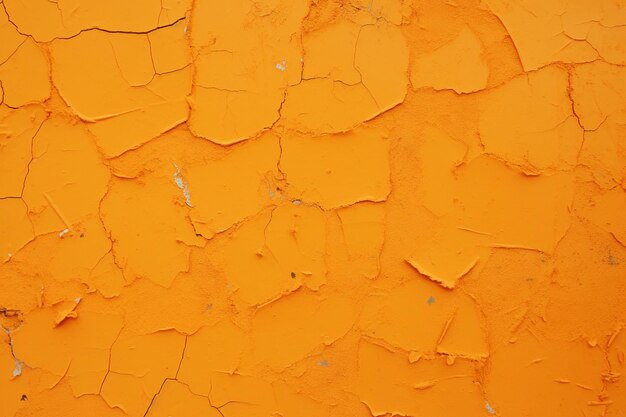 Parede laranja com rachaduras e pintura descascante