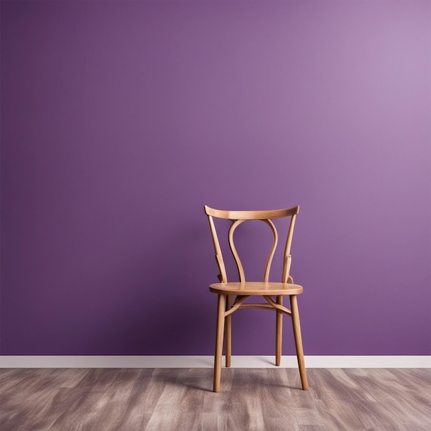 Parede roxa com fundo de piso de madeira com papel de parede de cadeira photo