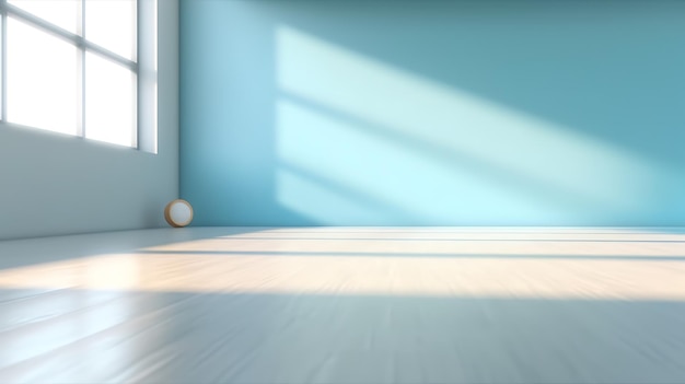 Parede vazia azul clara e piso liso com brilho de luz interessante Ai Generative