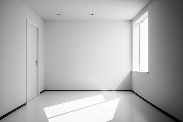 Parede vazia de espaço em branco em uma sala iluminada