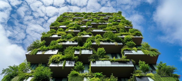 Parede verde urbana ecológica que promove a arquitetura sustentável na cidade