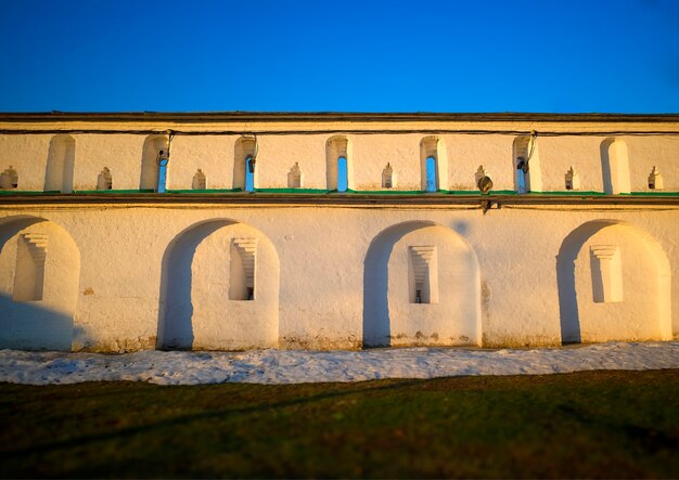 Paredes del castillo dunring atardecer arquitectura fondo