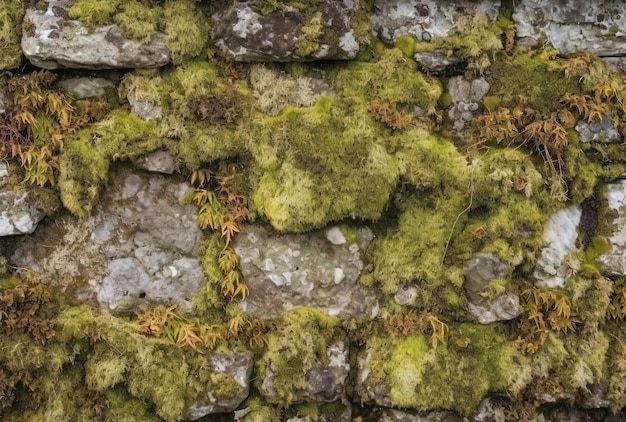 paredes de piedra cubiertas de musgo de pared