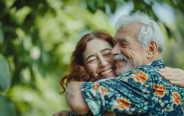 Foto una pareja abrazándose sonriendo