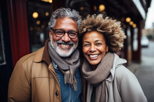 Una pareja afro de alto nivel tomando una selfie generada por IA