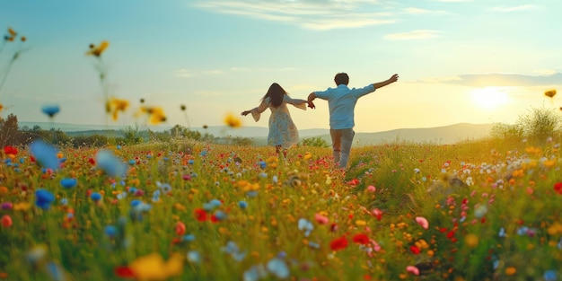 pareja de amor en la hermosa naturaleza escena de pragma