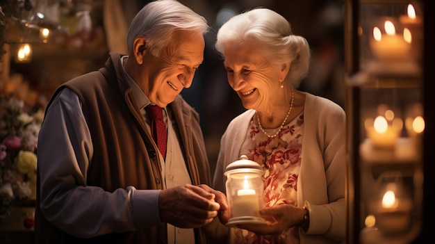 Foto una pareja de ancianos celebrando la pascua.