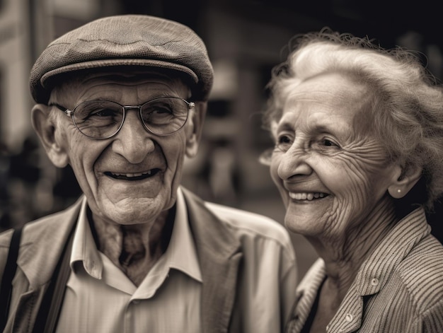 Pareja de ancianos enamorados sonriendo