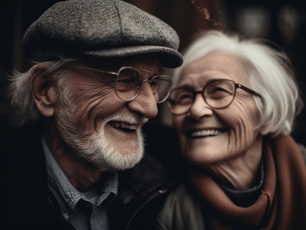 Pareja de ancianos enamorados sonriendo