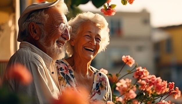 Una pareja de ancianos enamorados.