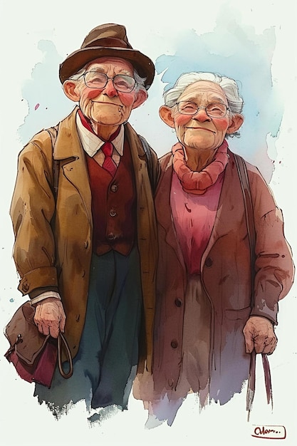 Una pareja de ancianos está dando un paseo