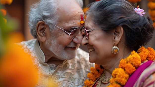 Una pareja de ancianos en un momento cálido del Año Nuevo chino