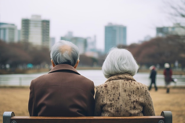 Pareja de ancianos en el parque