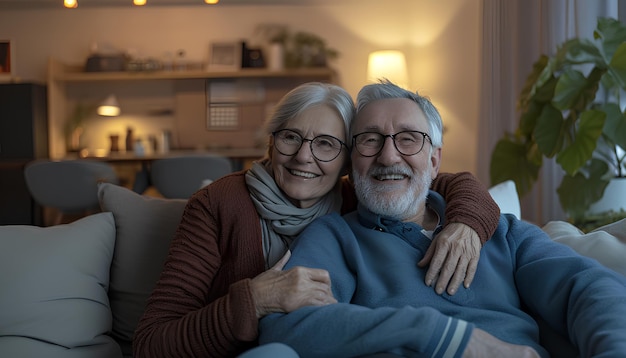 Una pareja de ancianos pasando tiempo juntos en casa.