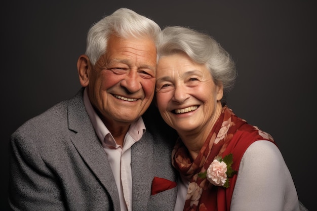 Una pareja de ancianos sonrientes generan ai