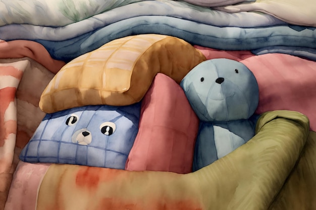 Una pareja de animales de peluche acostados encima de una cama