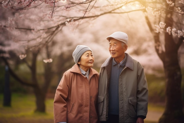 pareja asiática paseo por el parque love china generar ai