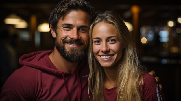 Pareja de atletas en el gimnasio.