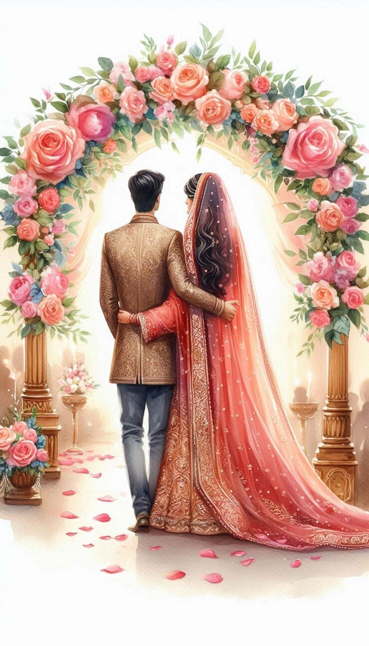 una pareja de bodas enamoradas de un hombre y una mujer