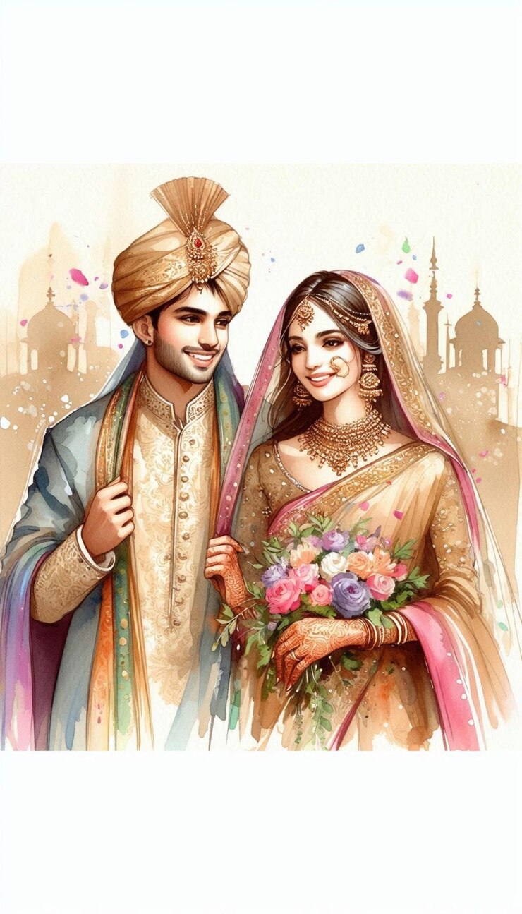 una pareja de bodas enamoradas de un hombre y una mujer