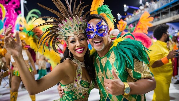 Foto una pareja brasileña con ropa de carnaval disfrutando de una fiesta de carnaval