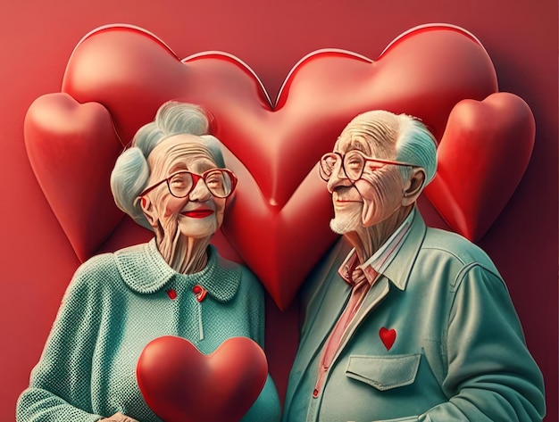 Una pareja casada de jubilados modernos que son felices enamorados IA generativa
