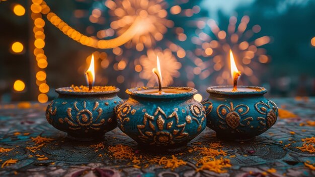 Foto la pareja celebra el diwali con mucha felicidad.