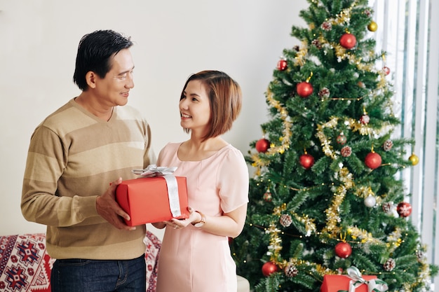 Pareja celebrando la Navidad