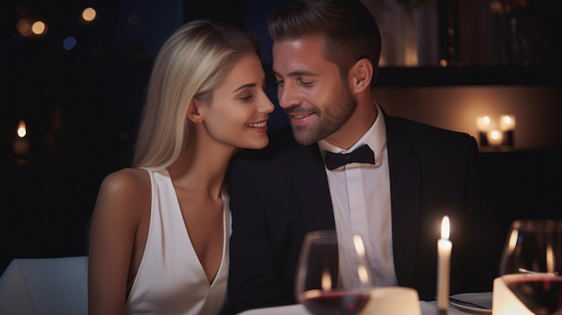 Una pareja en una cena romántica.