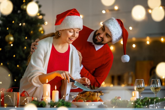 Pareja cenando navidad