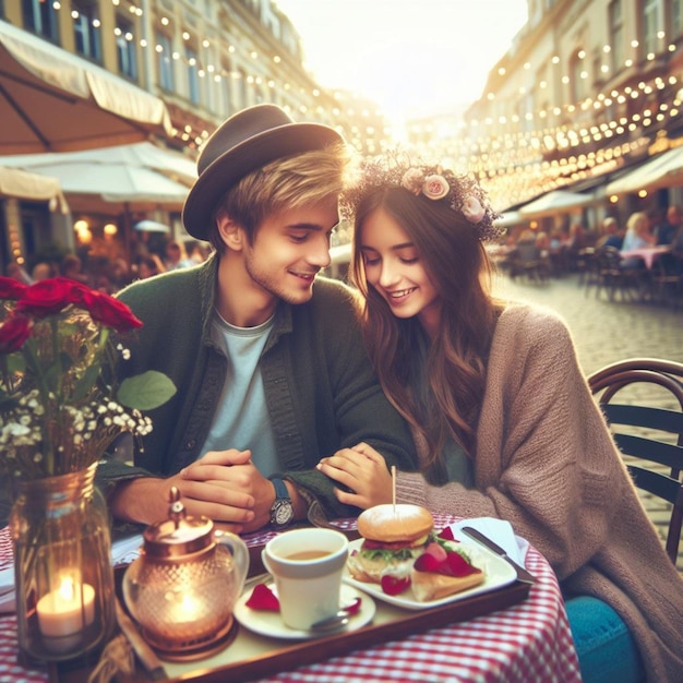 Foto en una pareja cita en san valentin