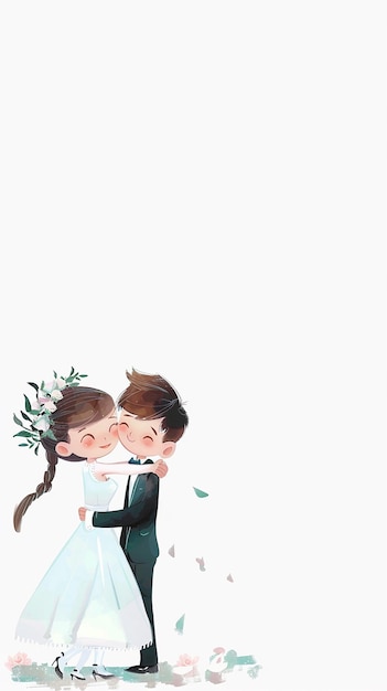 pareja de dibujos animados para la tarjeta de San Valentín de la boda
