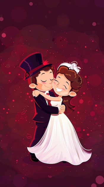 pareja de dibujos animados para la tarjeta de San Valentín de la boda